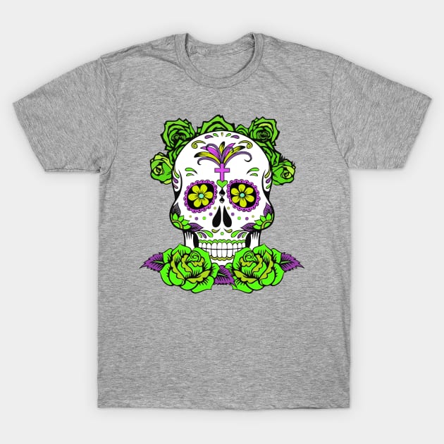 Dia De Los Muertos, Sugar Skull Design T-Shirt by PugSwagClothing